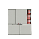 Schiebetürenschrank, Akustikfront, B 1350 mm, 5 OH, silber