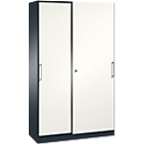 Schiebetürenschrank ASISTO C 3000, 5 Ordnerhöhen, abschließbar, Breite 1200 mm, anthrazit/weiß