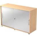 Schiebetürenschrank JENA, 2 OH, Front silber, B 1200 x T 400 x H 748 mm, Ahorn-Dekor