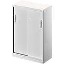 Schiebetürenschrank TETRIS SOLID, 3 OH,  2 Fachböden, B 800 mm, 19 mm Abdeckplatte, weiß/weißalu