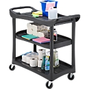 Schoonmaakkar met 3 etages - kunststof - B 970 x H 1100 mm - zwart - ons merk schäfer Shop Pure