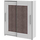 Schrank TEQSTYLE, 3 OH, B 1600 mm, 2-türig mit Rahmenfront, 3 Fächer in OH, 1 Fach in CD-Höhe, weiß/Quarzit