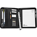 Schreibmappe, A4, 8 Fächer, herausnehmbare Ringmechanik, inkl. Taschenrechner, Kunstleder, schwarz