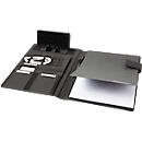 Schreibmappe Lightpak®, A4, Multifunktionsbänder, 1 Einsteckfach, Stifteschlaufe, Handy-/Tabletaufsteller, 1 Block, Magnetverschluss, RPET, anthrazit