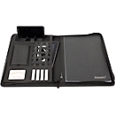 Schreibmappe Lightpak®, A4, Tabletfach, Handy-/Tabletaufsteller, Multifunktionsbänder, Block, Reissverschluss, RPET, anthrazit