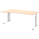 Schreibtisch BARI, C-Fuss, Anbau Schiebetürenschrank links, B 1800 mm, Ahorn-Dekor