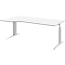 Schreibtisch BARI, Freiform, Ansatz links, C-Fuß, B 1800 x T 1000 mm, weiß