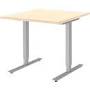 Schreibtisch BARI, T-Fuss, Rechteck, B 800 x T 800 x H 680-820 mm, Ahorn/Alu