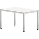 Schreibtisch Bexxstar, Rechteck, 4-Fuß Quadratrohr, B 1200 x T 800 x H 740 mm, weiß/chromsilber