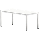 Schreibtisch Bexxstar, Rechteck, 4-Fuß Quadratrohr, B 1600 x T 800 x H 740 mm, weiß/chromsilber
