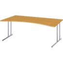 Schreibtisch Combitec, mit Cockpitplatte, C-Fuß, B 1800 mm, T 800/1000 mm, Ahorn