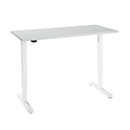 Schreibtisch, elektrisch höhenverstellbar, Rechteck, T-Fuß, B 1300 x T 650 x H 715-1205 mm, lichtgrau/weiß