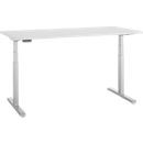 Schreibtisch, elektrisch höhenverstellbar, T-Fuß, B 1600 x T 800 x H 615-1275 mm, lichtgrau/weißalu