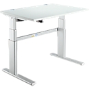 Schreibtisch Komfort, 2-stufig elektrisch höhenverstellbar, B 1200 mm, lichtgrau/weißalu