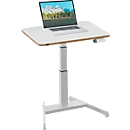Schreibtisch LEITZ Ergo, Rechteck, elektrisch höhenverstellbar, T-Fuß, Memory-Funktion, USB-Anschlüsse, Kabelhalter, B 800 x T 600 x H 650-1300 mm, weiß/weiß