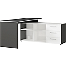 Schreibtisch mit Sideboard Toronto, B 1470 x T 1450 x H 770 mm, weiß/graphit