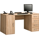 Schreibtisch, mit Unterbauschrank, Container, 4 Schübe, B 1500 x T 670 x H 750 mm, Sonoma Eiche