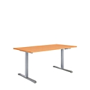 Schreibtisch Multiflex, manuell höhenverstellbar, Rechteck, T-Fuß, B 1200 x T 800 x H 728-1208 mm, Buche/weißaluminium
