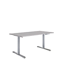 Schreibtisch Multiflex, manuell höhenverstellbar, Rechteck, T-Fuss, B 1200 x T 800 x H 728-1208 mm, lichtgrau/weissaluminium 
