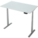 Schreibtisch, Rechteck, elektrisch höhenverstellbar, T-Fuß, B 1200 x T 800 x H 620-1280 mm, inkl. Memory Master, lichtgrau/silber