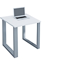 Schreibtisch, rechteckig, Bügelfuß, B 800 x T 800 x H 760 mm, weiß/silber