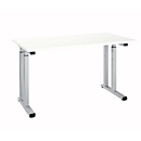 Schreibtisch Set Up, Rechteck, C-Fuß, B 1300 x T 650 x H 685-820 mm, weiß/weißaluminium