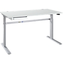 Schreibtisch STANDARD, elektrisch höhenverstellbar, B 1600 mm, lichtgrau/weißaluminium + OrgaWork Schublade