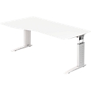 Schreibtisch TARVIS, Freiform, B 1800 x T 800/1000 x H 680-820 mm, Gestell weiß, weiß