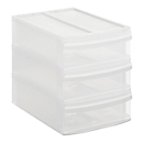 Schubladenbox Rotho SYSTEMIX TOWER S, 3 geschlossene Schübe im Format A5, Griffmulden, stapelbar, L 265 x B 192 x H 233 mm, PP, transparent