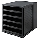 Schubladenbox SCHRANK-SET KARMA, 5 offene Schubladen, DIN A4, leichtlaufend, B 275 x T 330 x H 320 mm, schwarz