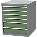 Schubladenschrank Bedrunka+Hirth, 2 x Schübe breit & 4 x Schübe schmal, abschliessbar, bis 1500 kg, B 705 x T 736 x H 819 mm, Stahlblech