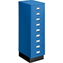 Schubladenschrank DIN A4, mit 9 Schubladen, 940 mm hoch, enzianblau
