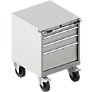 Schubladenschrank mit Rollen WSK 27-27, 4 Schübe, bis 75 kg, B 564 x T 572 x H 770 mm, lichtgrau/lichtgrau