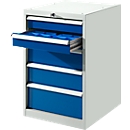 Schubladenschrank SB 5801, lichtgrau/blau