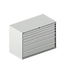 Schubladenschrank WSK 78–36 E, Stahl, 7 Schübe, 75 kg Traglast, B 1431 mm x T 725 mm x H 1000 mm, lichtgrau/lichtgrau