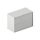 Schubladenschrank WSK 78–36 E, Stahl, 8 Schübe, 75 kg Traglast, B 1431 mm x T 725 mm x H 1000 mm, lichtgrau/lichtgrau
