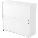 Schuifdeurkast TARA, 3 ordnerhoogten, B 1200 x D 400 x H 1180 mm, afsluitbaar & stapelbaar, wit