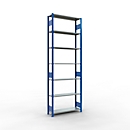 Schulte Lagertechnik Fachbodenregal MULTIplus150, Steck-Grundregal, B 1000 x T 300 x H 3000 mm, 7 Ebenen, bis 1500 kg, enzianblau/verzinkt