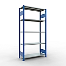 Schulte Lagertechnik Fachbodenregal MULTIplus150, Steck-Grundregal, B 1000 x T 400 x H 2000 mm, 5 Ebenen, bis 1300 kg, enzianblau/verzinkt