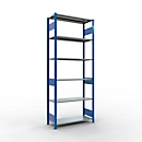 Schulte Lagertechnik Fachbodenregal MULTIplus150, Steck-Grundregal, B 1000 x T 400 x H 2500 mm, 6 Ebenen, bis 1400 kg, enzianblau/verzinkt