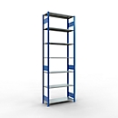 Schulte Lagertechnik Fachbodenregal MULTIplus150, Steck-Grundregal, B 1000 x T 400 x H 3000 mm, 7 Ebenen, bis 1500 kg, enzianblau/verzinkt