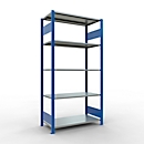 Schulte Lagertechnik Fachbodenregal MULTIplus150, Steck-Grundregal, B 1000 x T 500 x H 2000 mm, 5 Ebenen, bis 1300 kg, enzianblau/verzinkt