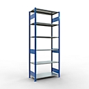 Schulte Lagertechnik Fachbodenregal MULTIplus150, Steck-Grundregal, B 1000 x T 500 x H 2500 mm, 6 Ebenen, bis 1400 kg, enzianblau/verzinkt