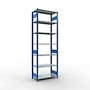 Schulte Lagertechnik Fachbodenregal MULTIplus150, Steck-Grundregal, B 1000 x T 500 x H 3000 mm, 7 Ebenen, bis 1500 kg, enzianblau/verzinkt