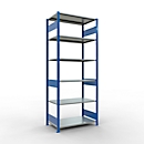 Schulte Lagertechnik Fachbodenregal MULTIplus150, Steck-Grundregal, B 1000 x T 600 x H 2500 mm, 6 Ebenen, bis 1400 kg, enzianblau/verzinkt