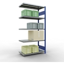 Schulte Lagertechnik Fachbodenregal-Stecksystem MULTIplus 250, Anbauregal, Längenriegel, 2000x1000x500 mm, 5 Böden, enzianblau/verzinkt