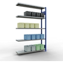Schulte Lagertechnik Fachbodenregal-Stecksystem MULTIplus 250, Anbauregal, Längenriegel, 2000x1300x300 mm, 5 Böden, enzianblau/verzinkt