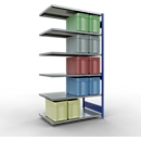 SCHULTE Lagertechnik Fachbodenregal - Stecksystem MULTIplus 250, Anbauregal, Längenriegel, 2500x1300x800 mm, 6 Böden, enzianblau/verzinkt