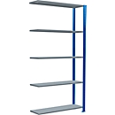 Schulte Lagertechnik Fachbodenregal Stecksystem MultiPlus250, Anbauregal, 5 Fachböden, Kreuzstrebe, B 1000 x T 300 x H 2000 mm, Enzianblau RAL 5010
