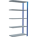 Schulte Lagertechnik Fachbodenregal Stecksystem MultiPlus250, Anbauregal, 5 Fachböden, Kreuzstrebe, B 1000 x T 400 x H 2000 mm, Enzianblau RAL 5010
